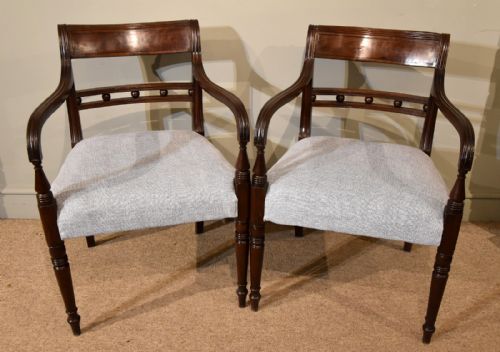 large pair of regency mahogany armchairs - CATEGORY: ANTIQUE CHAIRS - DATED REGENCY