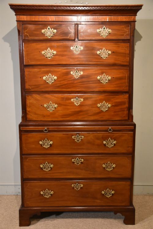 george iii mahogany chest on chest with brushing slide - CATEGORY: ANTIQUE CHEST OF DRAWERS - DATED GEORGIAN