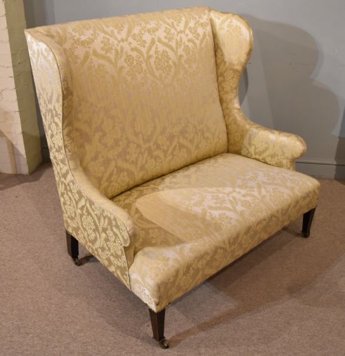 EDWARDIAN SOFA UPHOLSTERED IN GOLD DAMASK - ADDITIONAL PHOTO 2