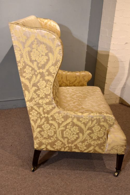 EDWARDIAN SOFA UPHOLSTERED IN GOLD DAMASK - ADDITIONAL PHOTO 3