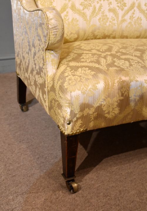 EDWARDIAN SOFA UPHOLSTERED IN GOLD DAMASK - ADDITIONAL PHOTO 4
