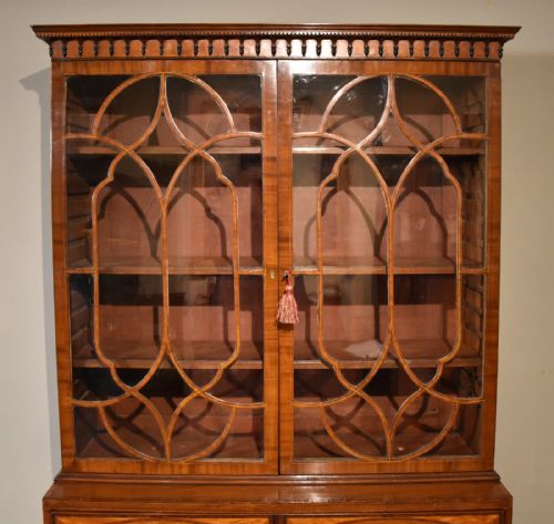 19TH CENTURY SECRETAIRE BOOKCASE TULIPWOOD AND SATINWOOD - ADDITIONAL PHOTO 2