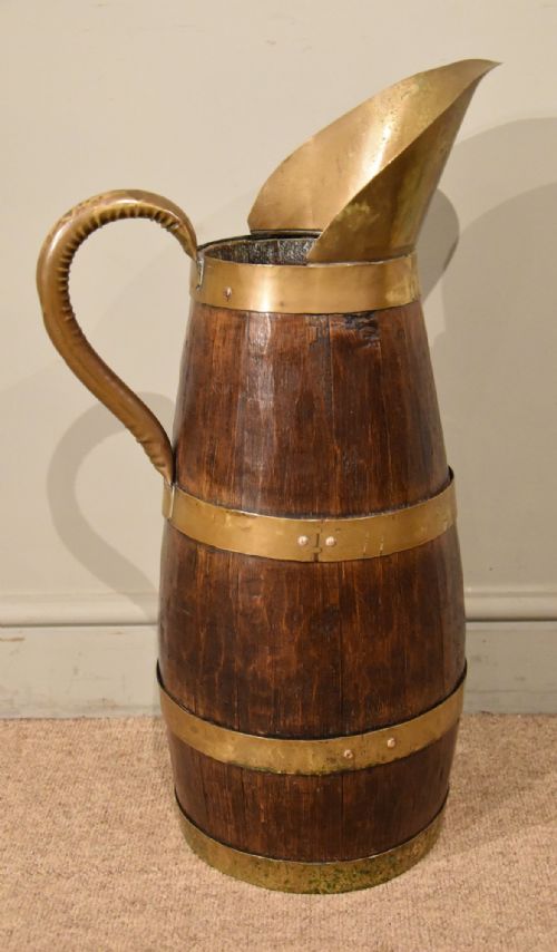 19th century oak brass bound pitcher stick stand - CATEGORY: ANTIQUE MISCELLANEOUS - DATED 19TH CENTURY