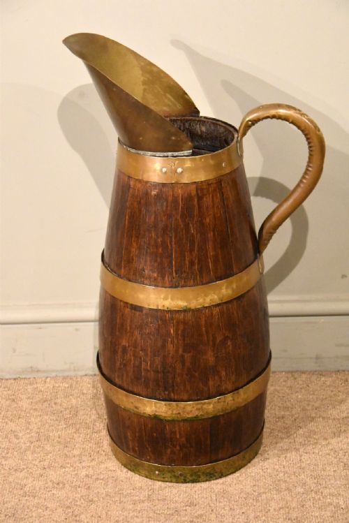 19TH CENTURY OAK BRASS BOUND PITCHER STICK STAND - ADDITIONAL PHOTO 1