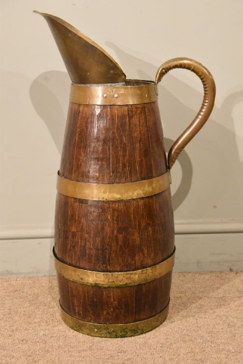 19TH CENTURY OAK BRASS BOUND PITCHER STICK STAND - ADDITIONAL PHOTO 2