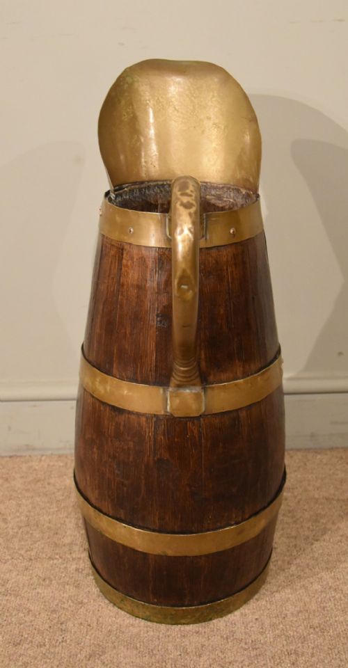 19TH CENTURY OAK BRASS BOUND PITCHER STICK STAND - ADDITIONAL PHOTO 3