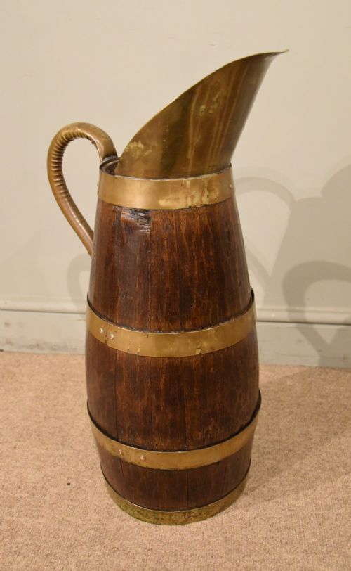 19TH CENTURY OAK BRASS BOUND PITCHER STICK STAND - ADDITIONAL PHOTO 4