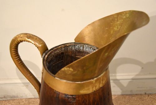 19TH CENTURY OAK BRASS BOUND PITCHER STICK STAND - ADDITIONAL PHOTO 5