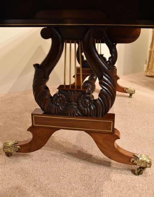 REGENCY BRASS ROSEWOOD INLAID SOFA TABLE - ADDITIONAL PHOTO 8