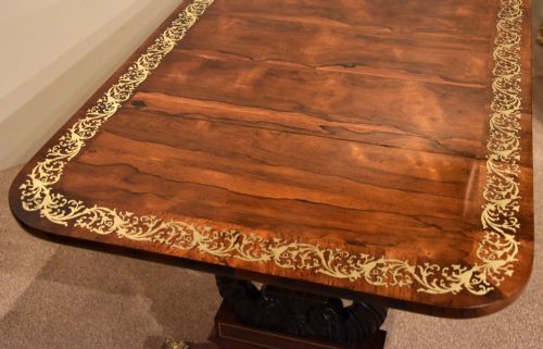 REGENCY BRASS ROSEWOOD INLAID SOFA TABLE - ADDITIONAL PHOTO 9