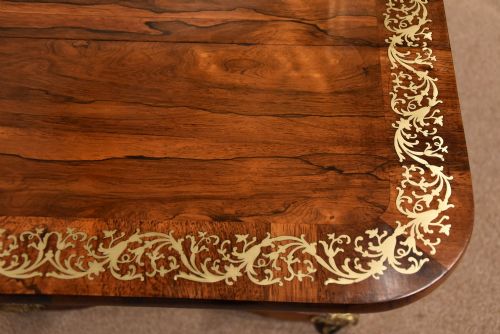 REGENCY BRASS ROSEWOOD INLAID SOFA TABLE - ADDITIONAL PHOTO 10