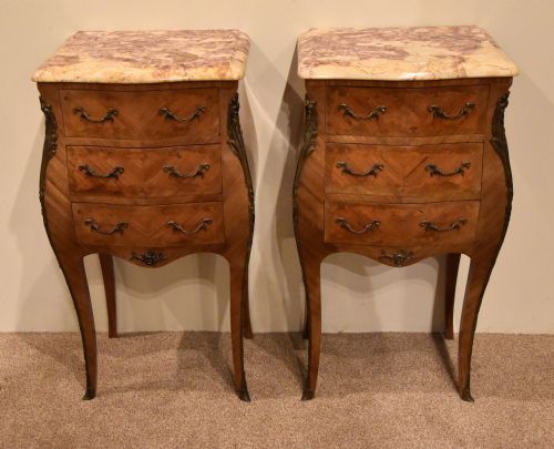 pair of french kingwood bedside tables - CATEGORY: ANTIQUE CABINETS - DATED 1930