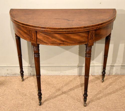 george iii mahogany demilune tea table - CATEGORY: ANTIQUE TABLES - DATED GEORGIAN