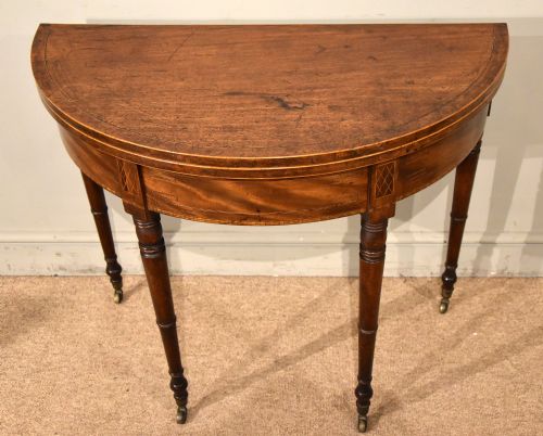 GEORGE III MAHOGANY DEMILUNE TEA TABLE - ADDITIONAL PHOTO 1