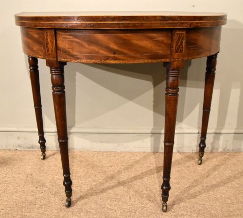 GEORGE III MAHOGANY DEMILUNE TEA TABLE - ADDITIONAL PHOTO 2