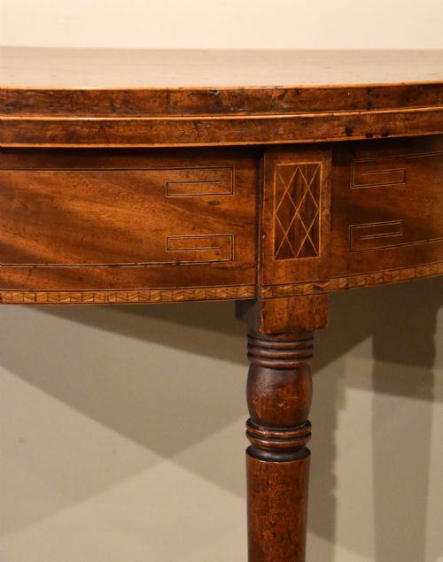 GEORGE III MAHOGANY DEMILUNE TEA TABLE - ADDITIONAL PHOTO 3