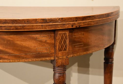 GEORGE III MAHOGANY DEMILUNE TEA TABLE - ADDITIONAL PHOTO 4