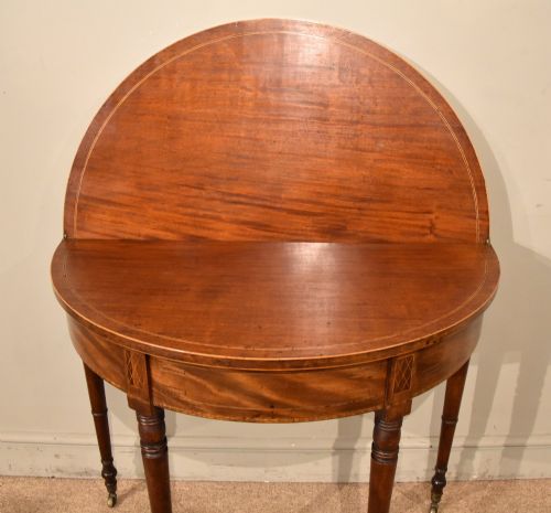 GEORGE III MAHOGANY DEMILUNE TEA TABLE - ADDITIONAL PHOTO 5