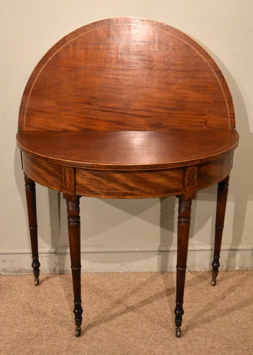 GEORGE III MAHOGANY DEMILUNE TEA TABLE - ADDITIONAL PHOTO 6