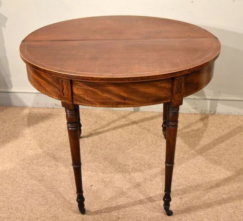GEORGE III MAHOGANY DEMILUNE TEA TABLE - ADDITIONAL PHOTO 7