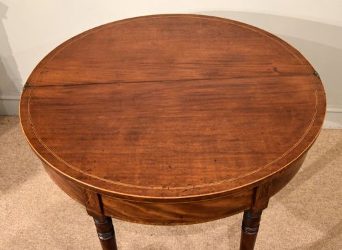 GEORGE III MAHOGANY DEMILUNE TEA TABLE - ADDITIONAL PHOTO 8