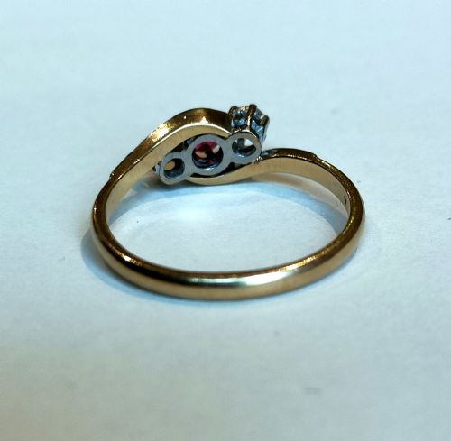 PRETTY ART DECO 18CT GOLD PLATINUM RUBY DIAMOND RING - ADDITIONAL PHOTO 9
