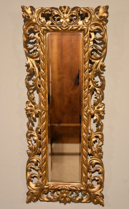19th century florentine giltwood wall mirror - CATEGORY: ANTIQUE MIRRORS - DATED 19TH CENTURY