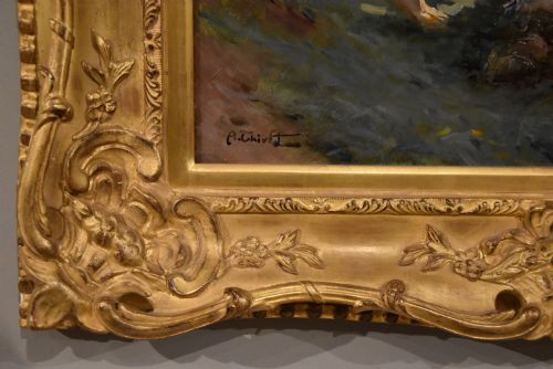OIL PAINTING BY ANTOINE AUGUSTE THIVET AVANT LA BAIN - ADDITIONAL PHOTO 3