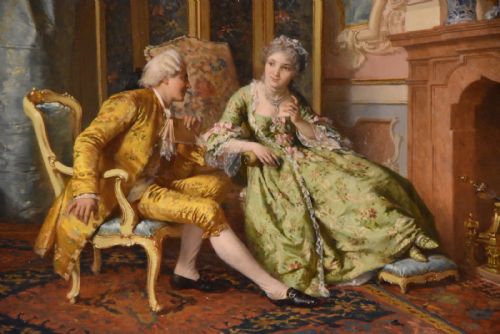 OIL PAINTING BY ANTONIO ERMOLAO PAULETTIT SHARED CONFIDENCES - ADDITIONAL PHOTO 2