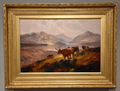 oil painting by henry robinson hall moorland rovers loch lomond - CATEGORY: ANTIQUE ART - DATED 19TH CENTURY