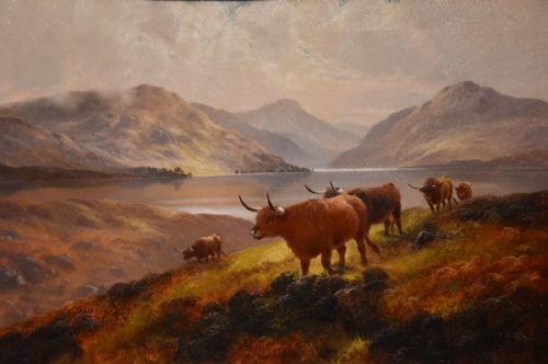 OIL PAINTING BY HENRY ROBINSON HALL MOORLAND ROVERS LOCH LOMOND - ADDITIONAL PHOTO 1