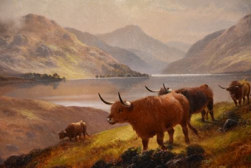 OIL PAINTING BY HENRY ROBINSON HALL MOORLAND ROVERS LOCH LOMOND - ADDITIONAL PHOTO 2
