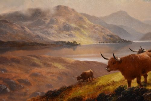 OIL PAINTING BY HENRY ROBINSON HALL MOORLAND ROVERS LOCH LOMOND - ADDITIONAL PHOTO 3
