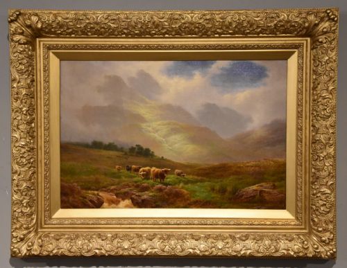 oil painting by walter james watson on the moor glen lyon perthshire - CATEGORY: ANTIQUE ART - DATED 1930