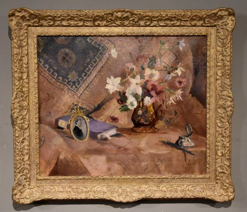 oil painting by francis murray russell flint flowers and lushe - CATEGORY: ANTIQUE ART - DATED 1950
