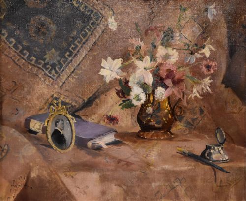 OIL PAINTING BY FRANCIS MURRAY RUSSELL FLINT FLOWERS AND LUSHE - ADDITIONAL PHOTO 5