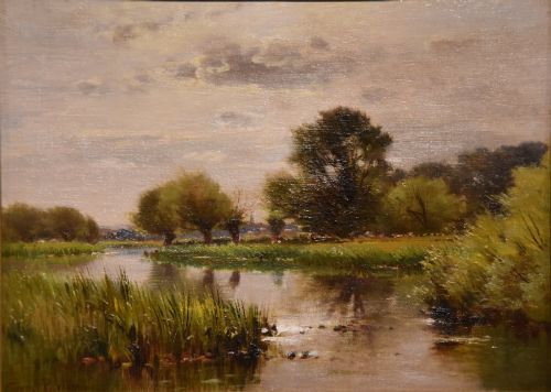 OIL PAINTING BY ERNEST PARTON ON THE OUSE BEDFORDSHIRE - ADDITIONAL PHOTO 1