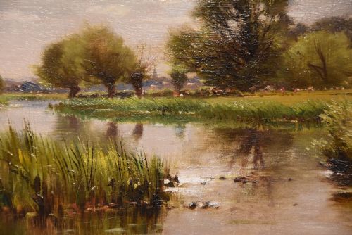 OIL PAINTING BY ERNEST PARTON ON THE OUSE BEDFORDSHIRE - ADDITIONAL PHOTO 2