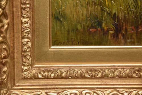 OIL PAINTING BY ERNEST PARTON ON THE OUSE BEDFORDSHIRE - ADDITIONAL PHOTO 3