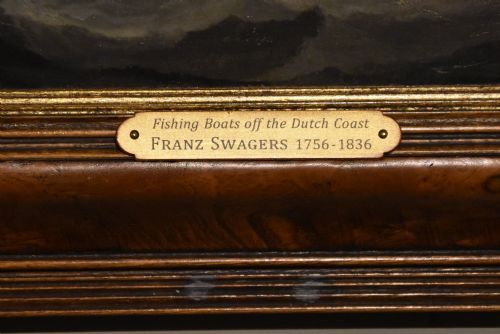 OIL PAINTING PAIR BY FRANZ SWAGGERS UNLOADING THE CATCH - ADDITIONAL PHOTO 3