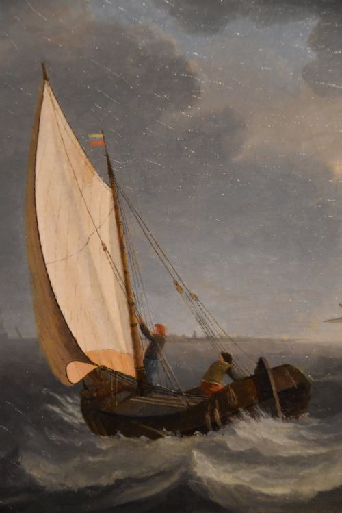 OIL PAINTING PAIR BY FRANZ SWAGGERS UNLOADING THE CATCH - ADDITIONAL PHOTO 4