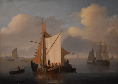 OIL PAINTING PAIR BY FRANZ SWAGGERS UNLOADING THE CATCH - ADDITIONAL PHOTO 6