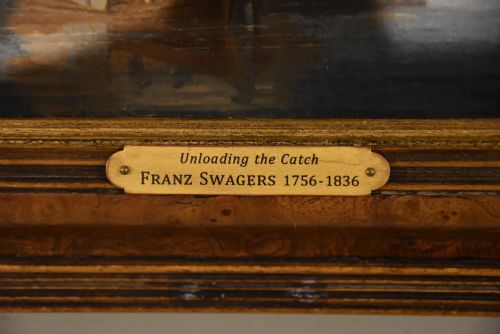 OIL PAINTING PAIR BY FRANZ SWAGGERS UNLOADING THE CATCH - ADDITIONAL PHOTO 8