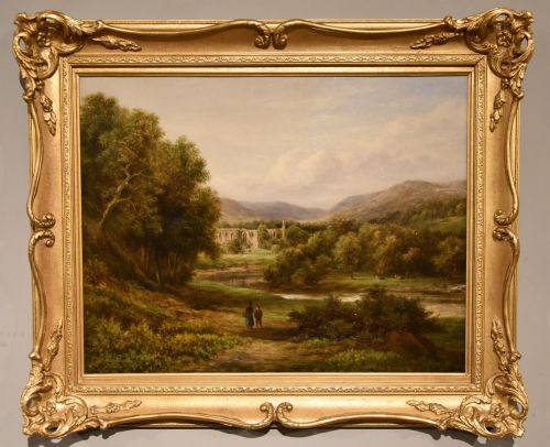oil painting by william ward gill tintern abbey - CATEGORY: ANTIQUE ART - DATED 19TH CENTURY