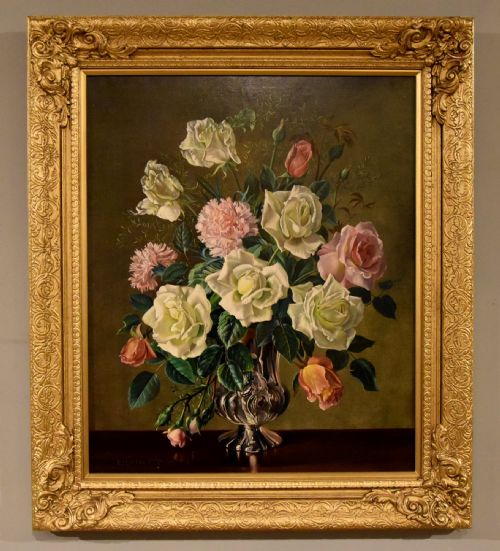 oil painting by robert dumont smith stilllife of flowers - CATEGORY: ANTIQUE ART - DATED 1960
