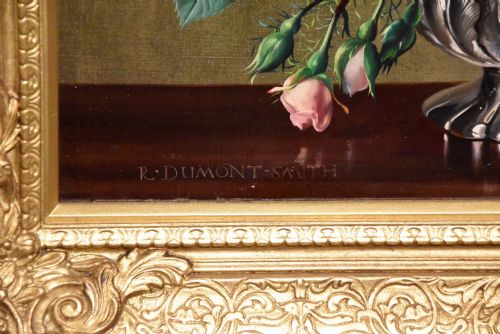 OIL PAINTING BY ROBERT DUMONT SMITH STILLLIFE OF FLOWERS - ADDITIONAL PHOTO 6