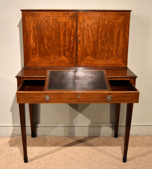 fine george iii mahogany writing desk cabinet - CATEGORY: ANTIQUE BUREAU - DATED 18TH CENTURY