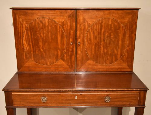 FINE GEORGE III MAHOGANY WRITING DESK CABINET - ADDITIONAL PHOTO 3
