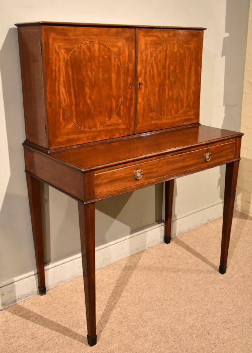 FINE GEORGE III MAHOGANY WRITING DESK CABINET - ADDITIONAL PHOTO 5