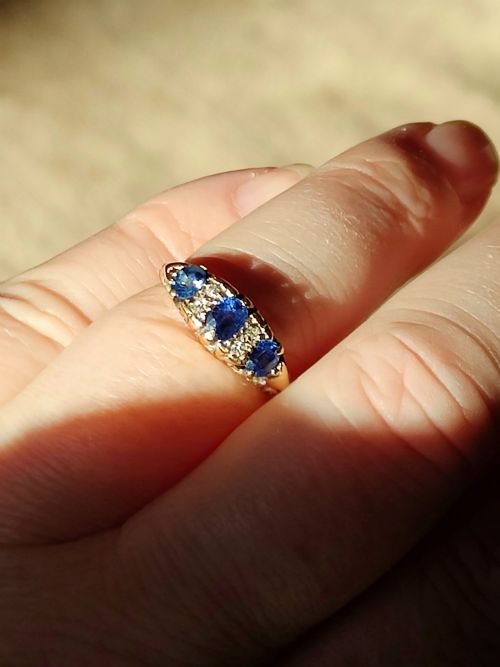 EDWARDIAN 18CT GOLD SAPPHIRE AND DIAMOND RING 1903 - ADDITIONAL PHOTO 9